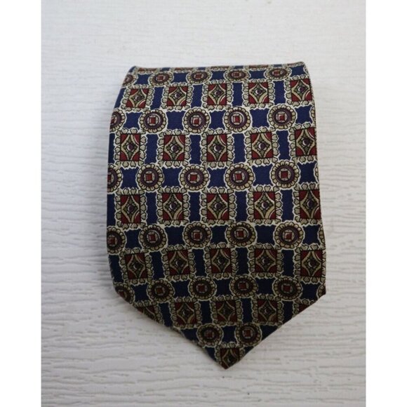 SUTTER & GRANT - MEN'S BLUE GEOMETRIC PRINT PRINT 100% SILK TIE- MADE IN USA - Picture 2 of 7